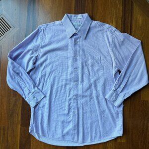 Bill Blass 17/34-35 No Iron Cotton Light Purple / White Dress Shirt